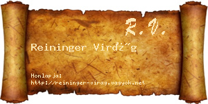 Reininger Virág névjegykártya